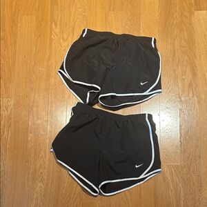 3 pairs Nike Girl’s Black Athletic Shorts with White Trim. Three pairs